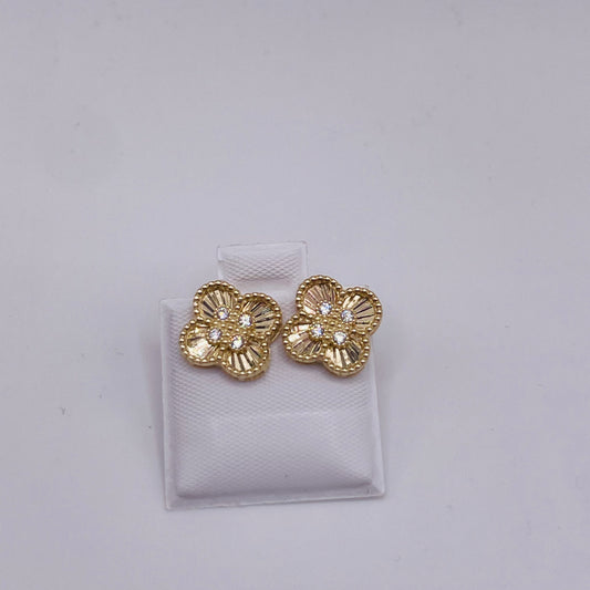 10K Gold Fancy Clover Earrings