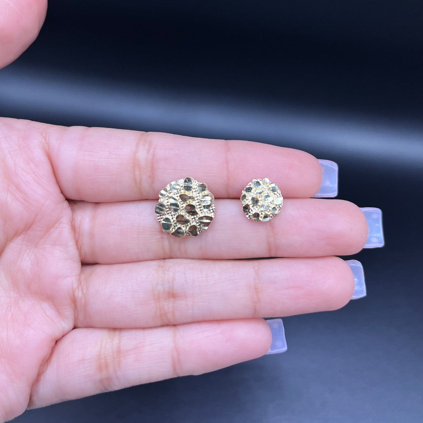 14K Gold Round Nugget Earrings (Small)