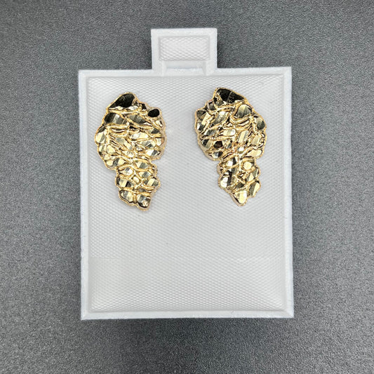 14K Gold Nugget Shaped Earrings