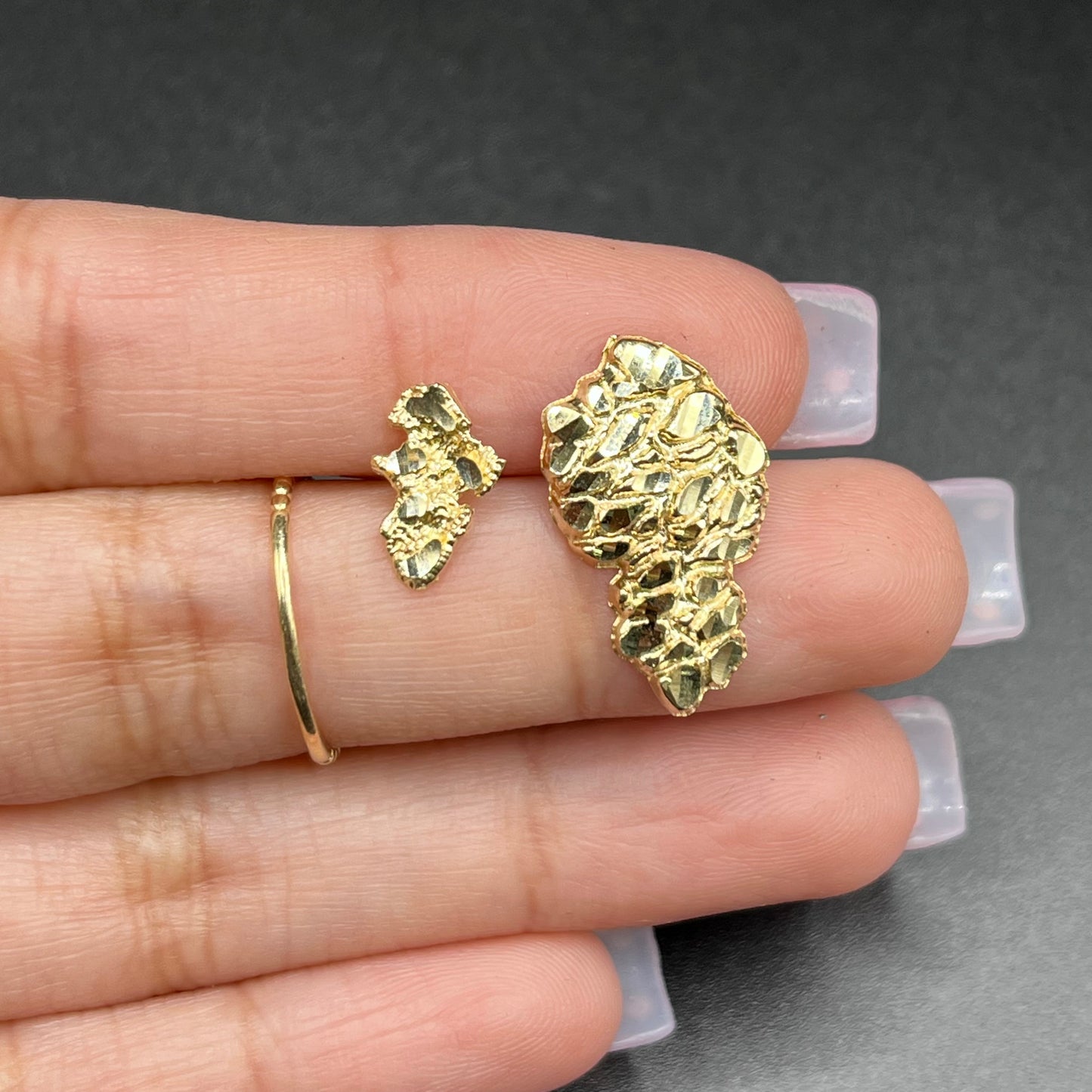 14K Gold Nugget Shaped Earrings