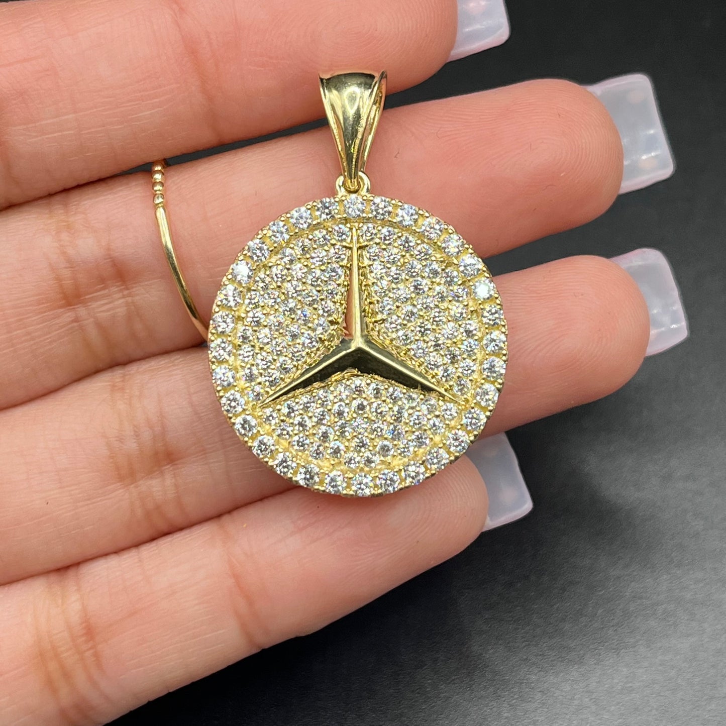 10K Gold CZ Benz Charm (M)