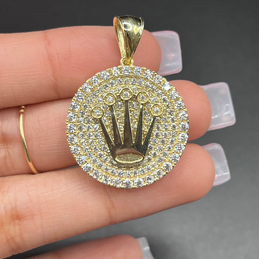 10K Gold Round CZ RX Crown Charm