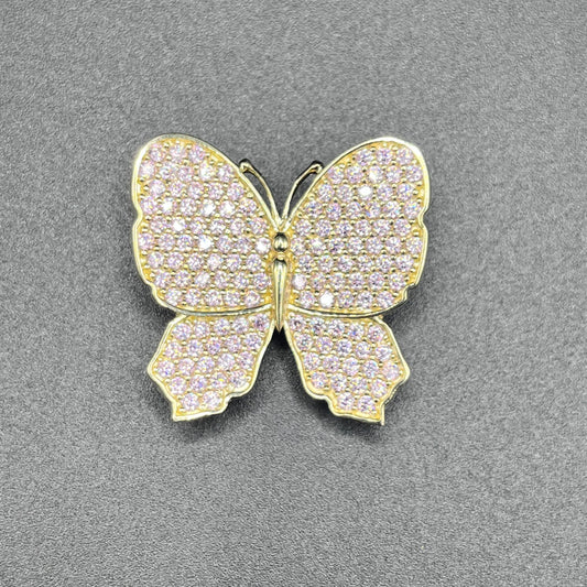 10K Gold Pink CZ Butterfly Sliding Charm for RX Chains