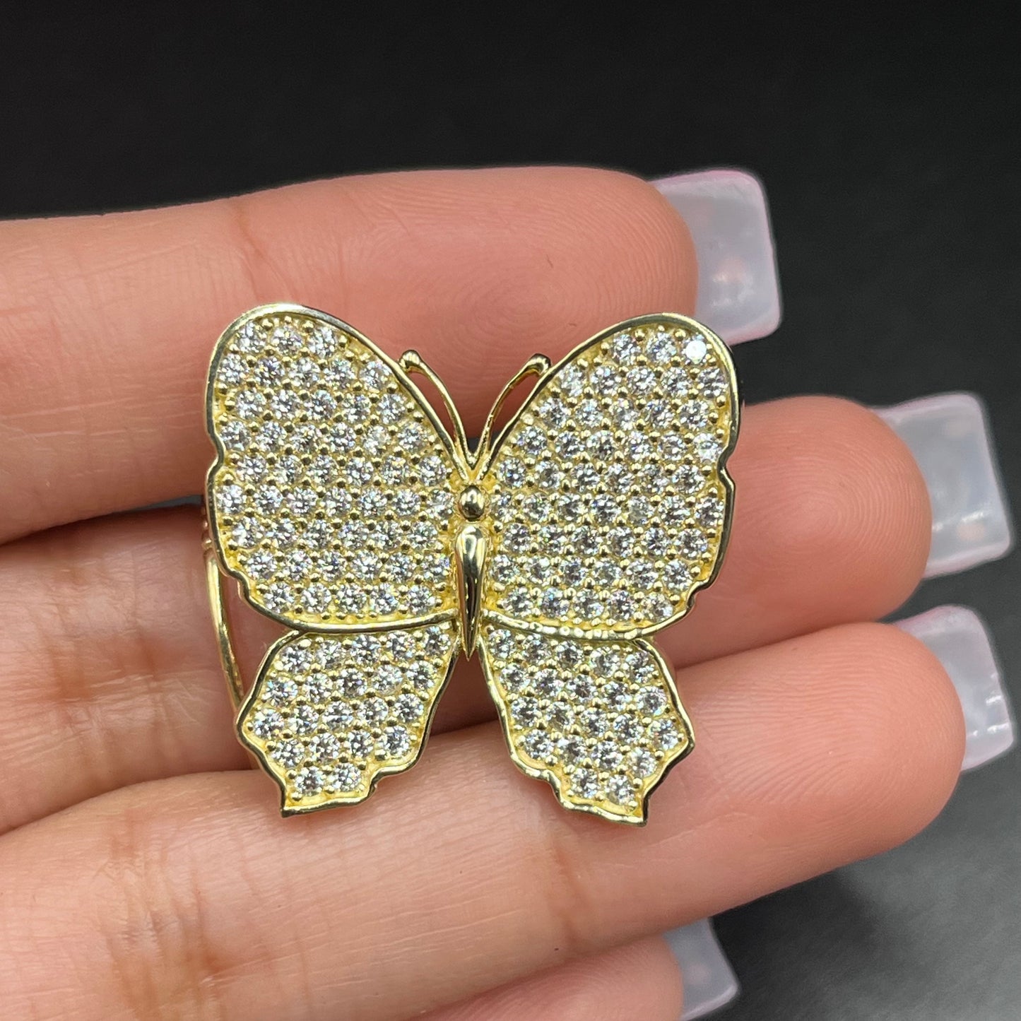 10K Gold White Butterfly Sliding Charm for RX Chains