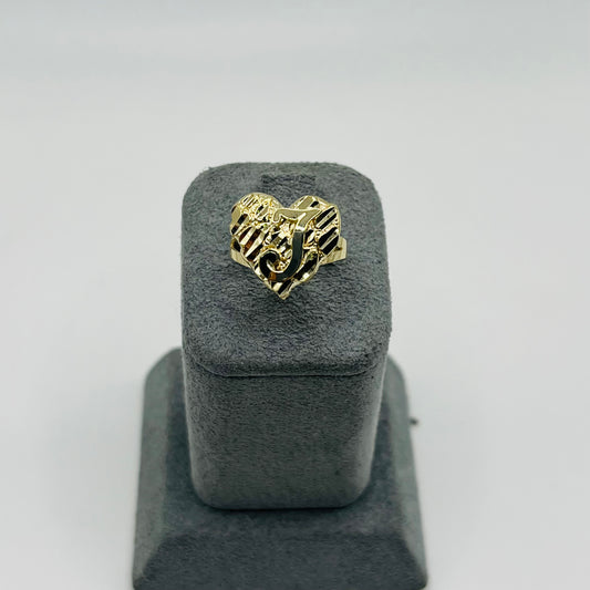 10K Gold Custom Initial Heart Nugget Ring