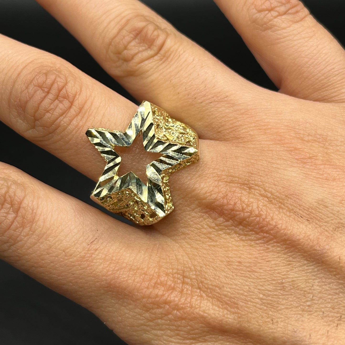 10K Gold Mens Star Ring