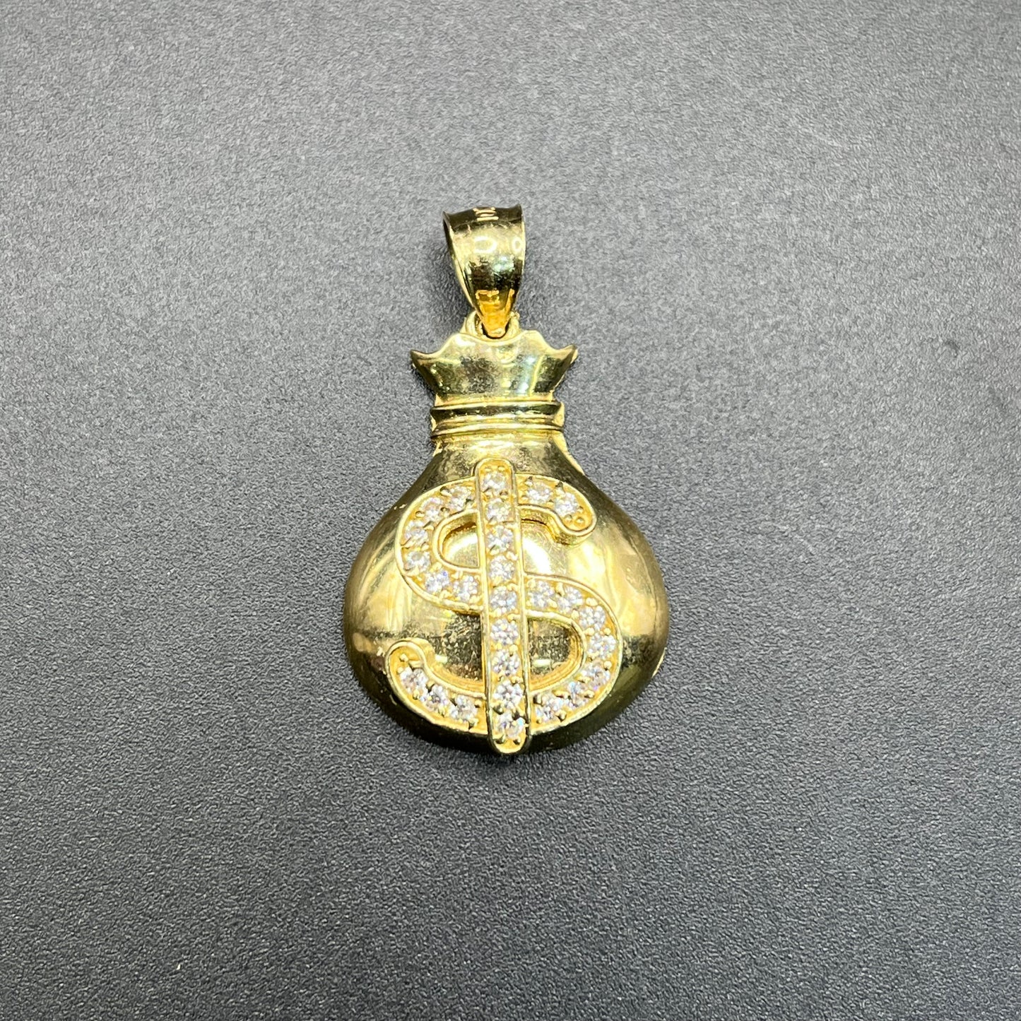 10K Gold Moneybag Charm with CZ's