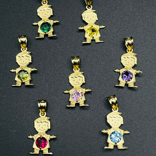 10K Gold Birthstone Kid Charms