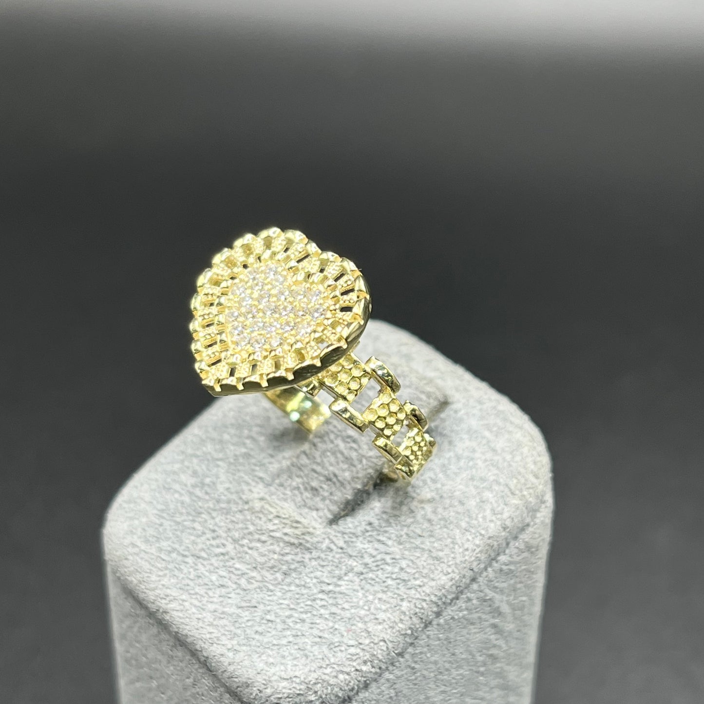 10K Gold Flat RX Heart Ring with CZ