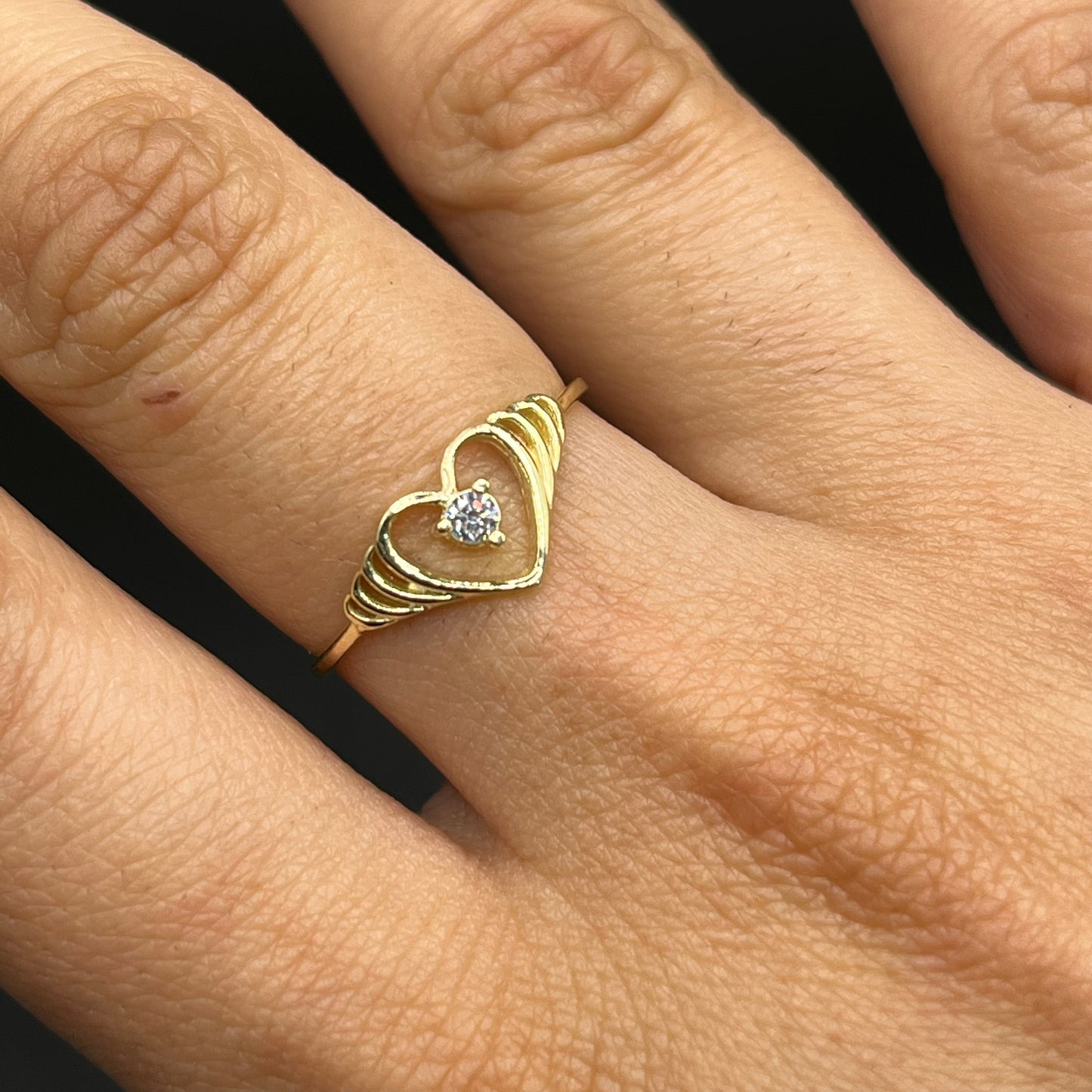 10K Gold Stone Heart Ring