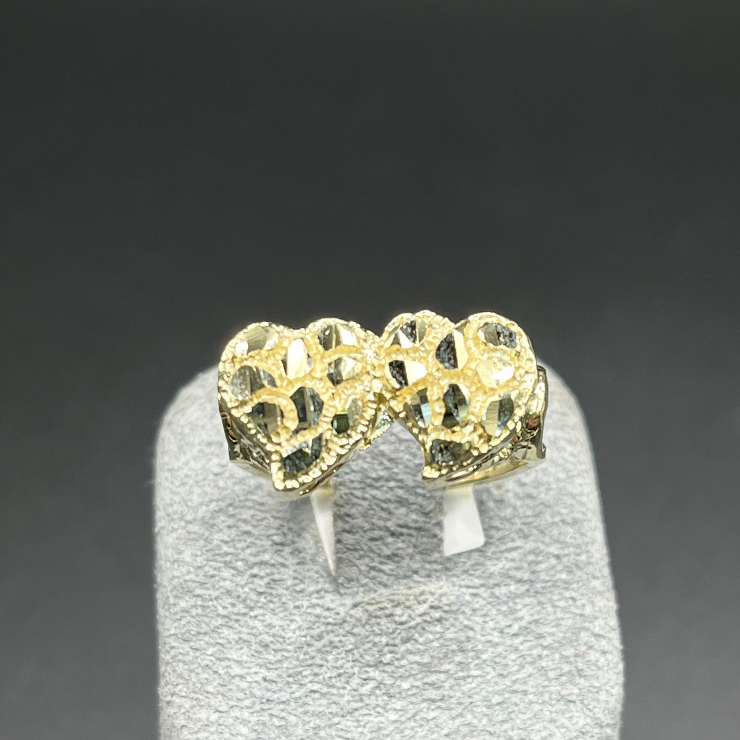 10K Gold Double Heart Nugget Ring