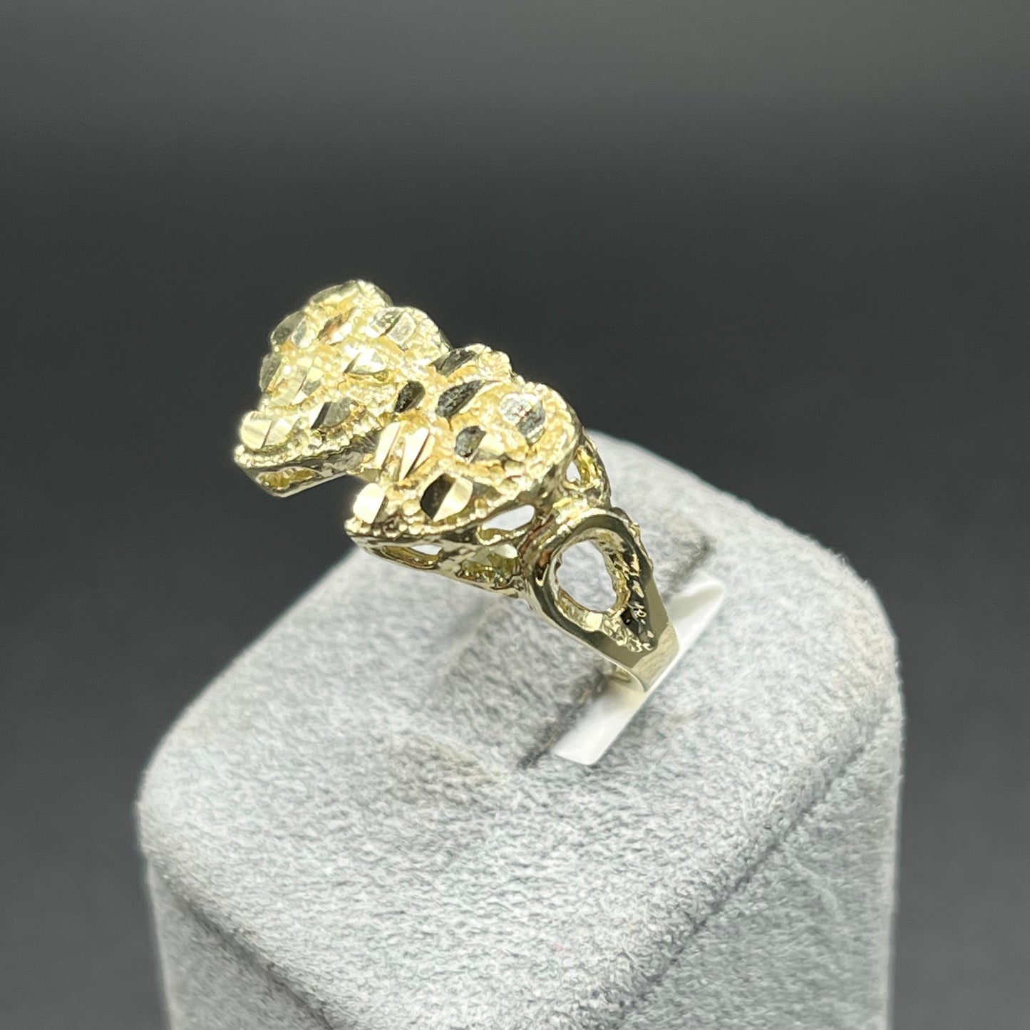 10K Gold Double Heart Nugget Ring