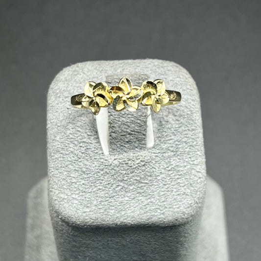 10K Gold 3 Flower Ring