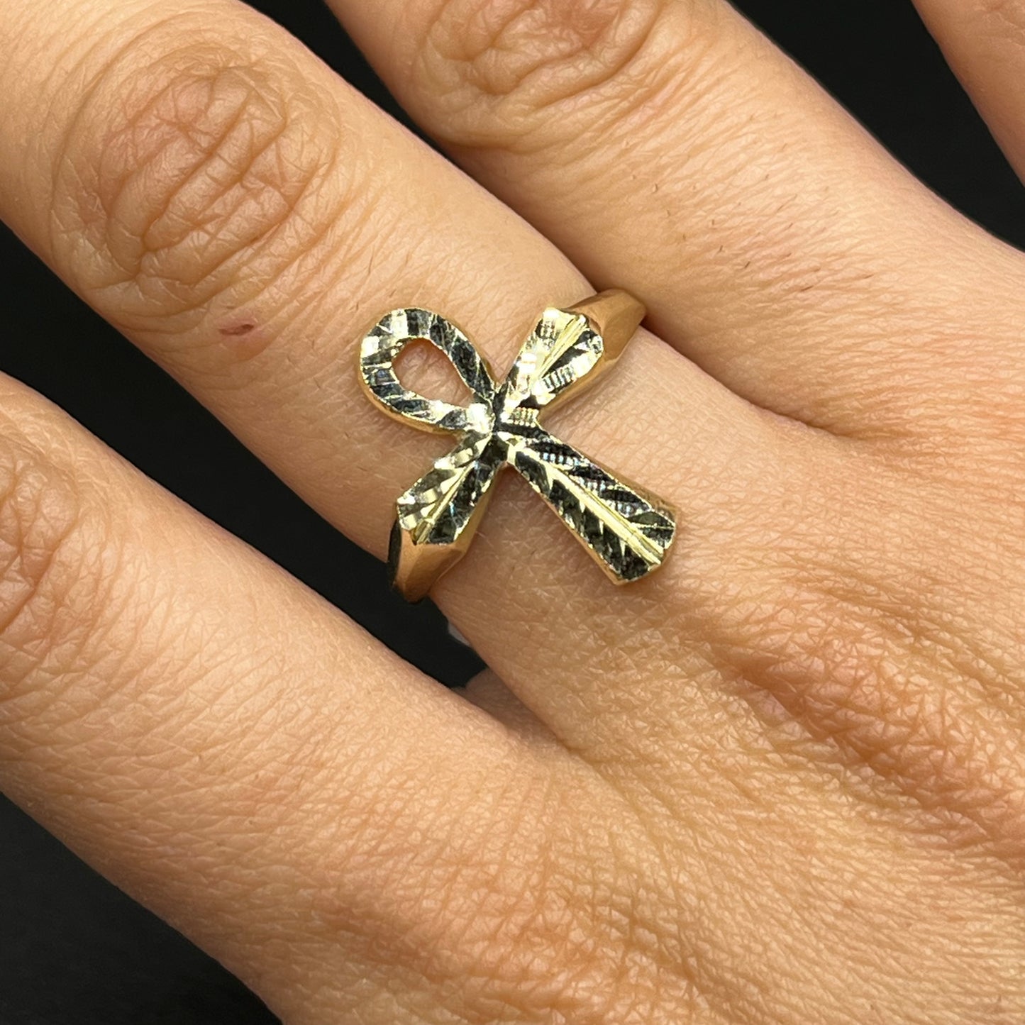 10K Gold Ankh Cross Ring