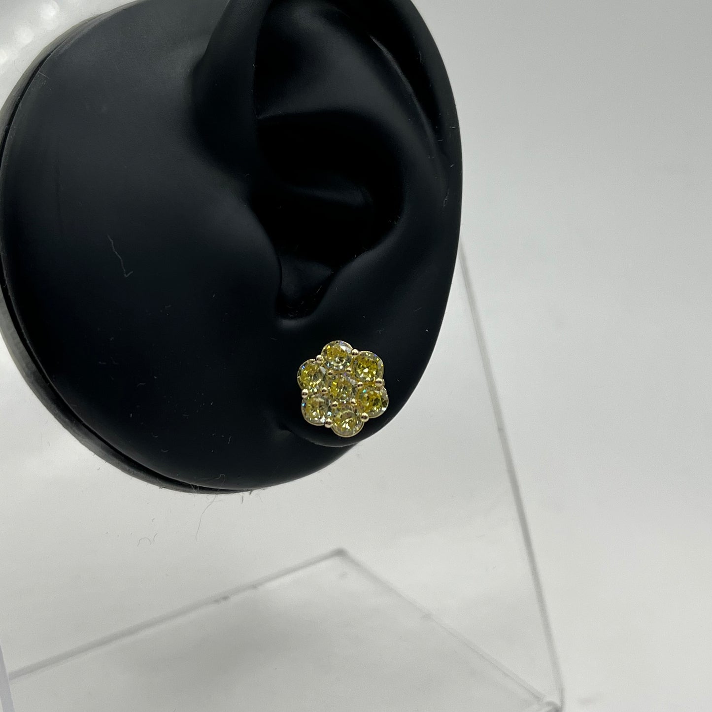10k Gold Yellow Cz Flower Earrings