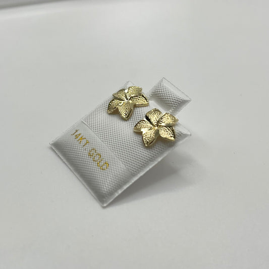 14k Gold Hibiscus Earrings (Medium)