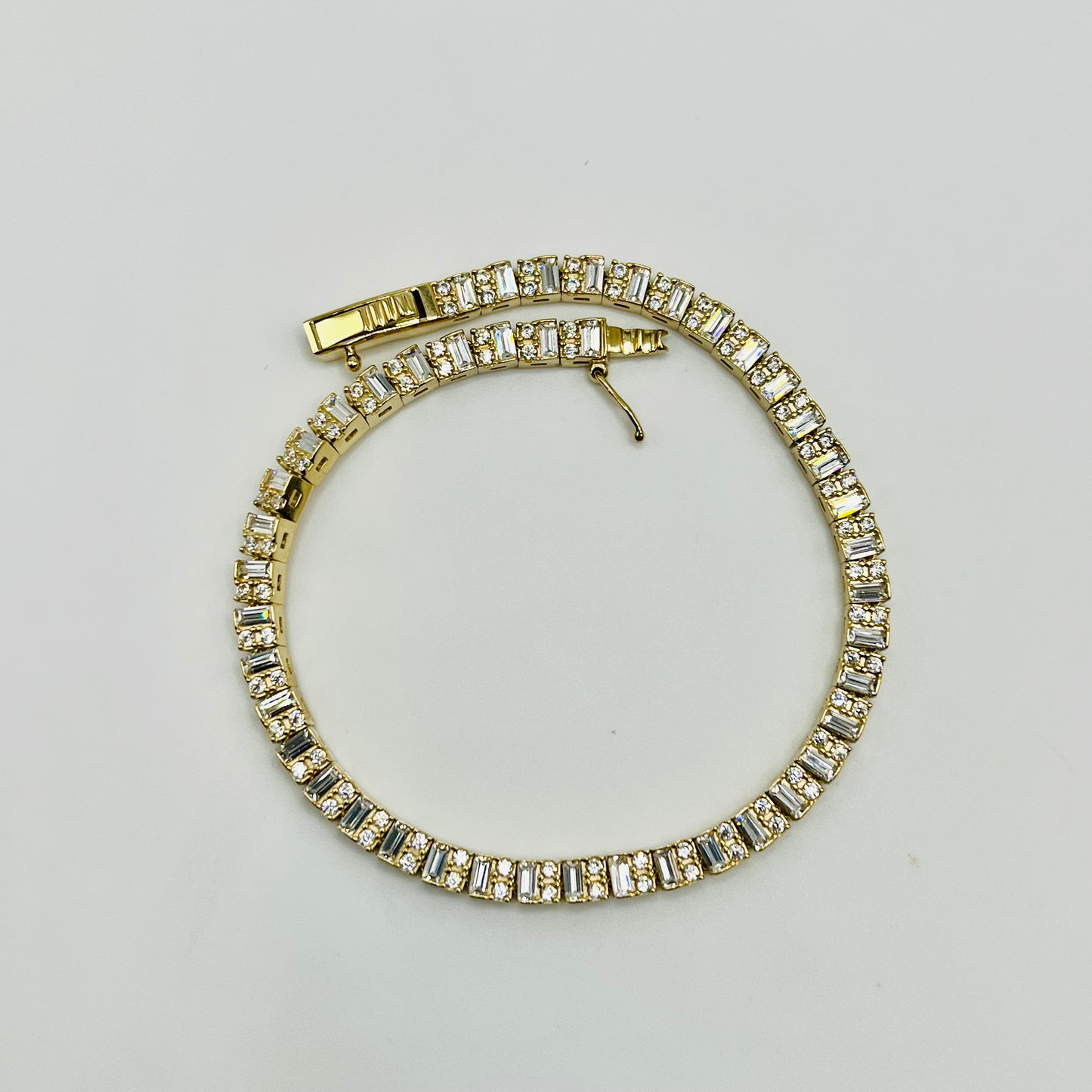 10K Gold Baguette CZ Tennis Bracelet