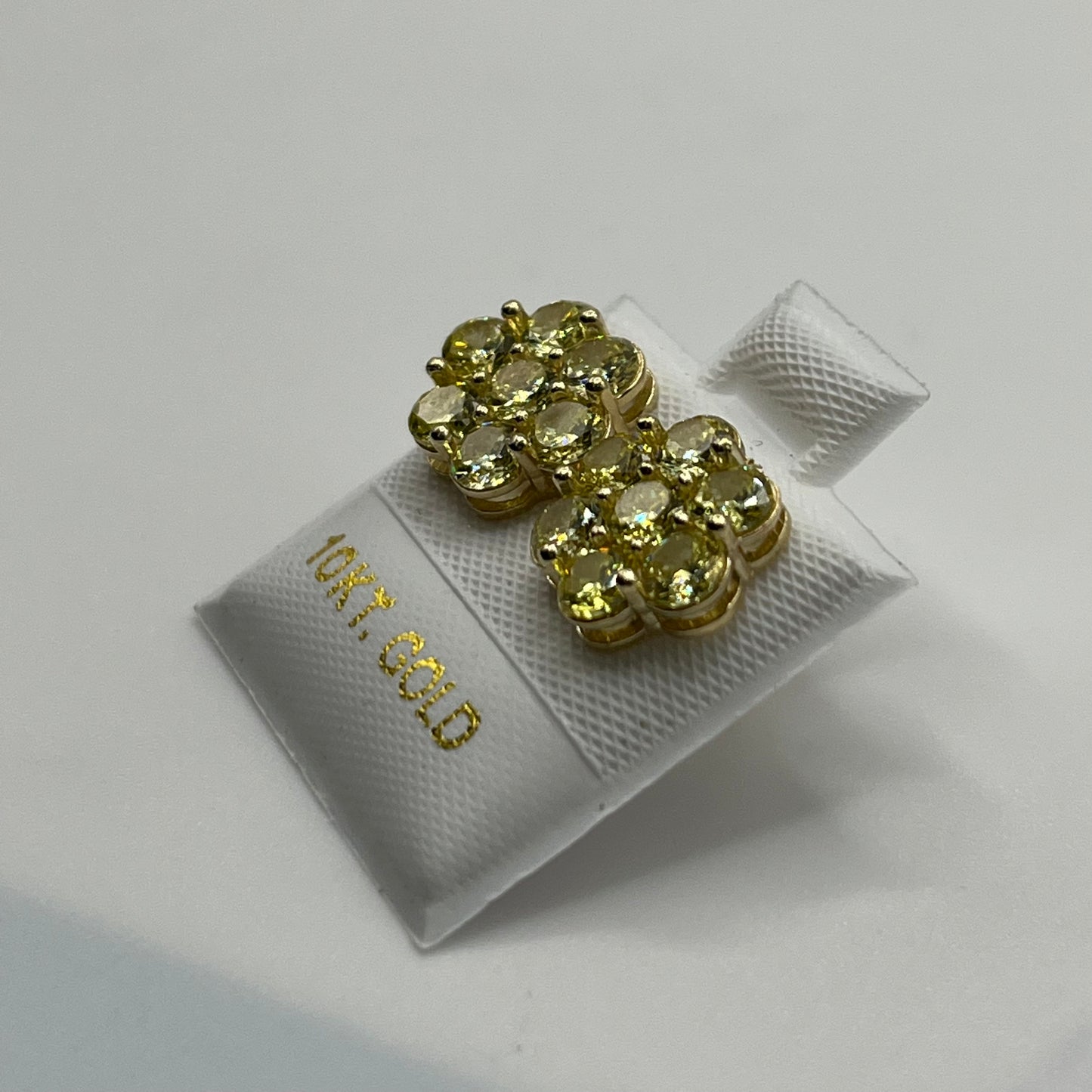 10k Gold Yellow Cz Flower Earrings