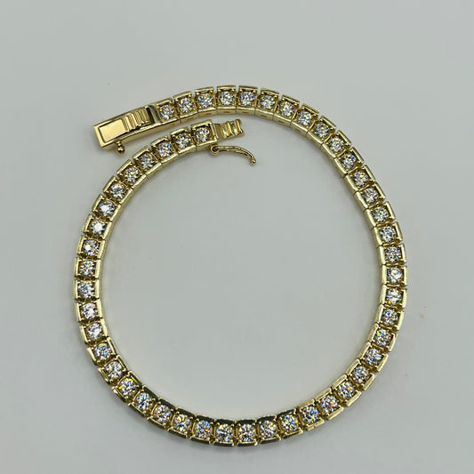10K Gold Channel set  CZ Tennis Bracelet 4.6mm