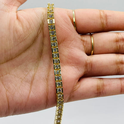 10K Gold Channel Set CZ Tennis Bracelet | Width: 4.6mm
