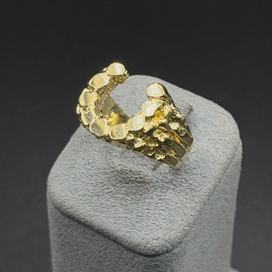 10K Gold Solid Horseshoe Nugget Ring