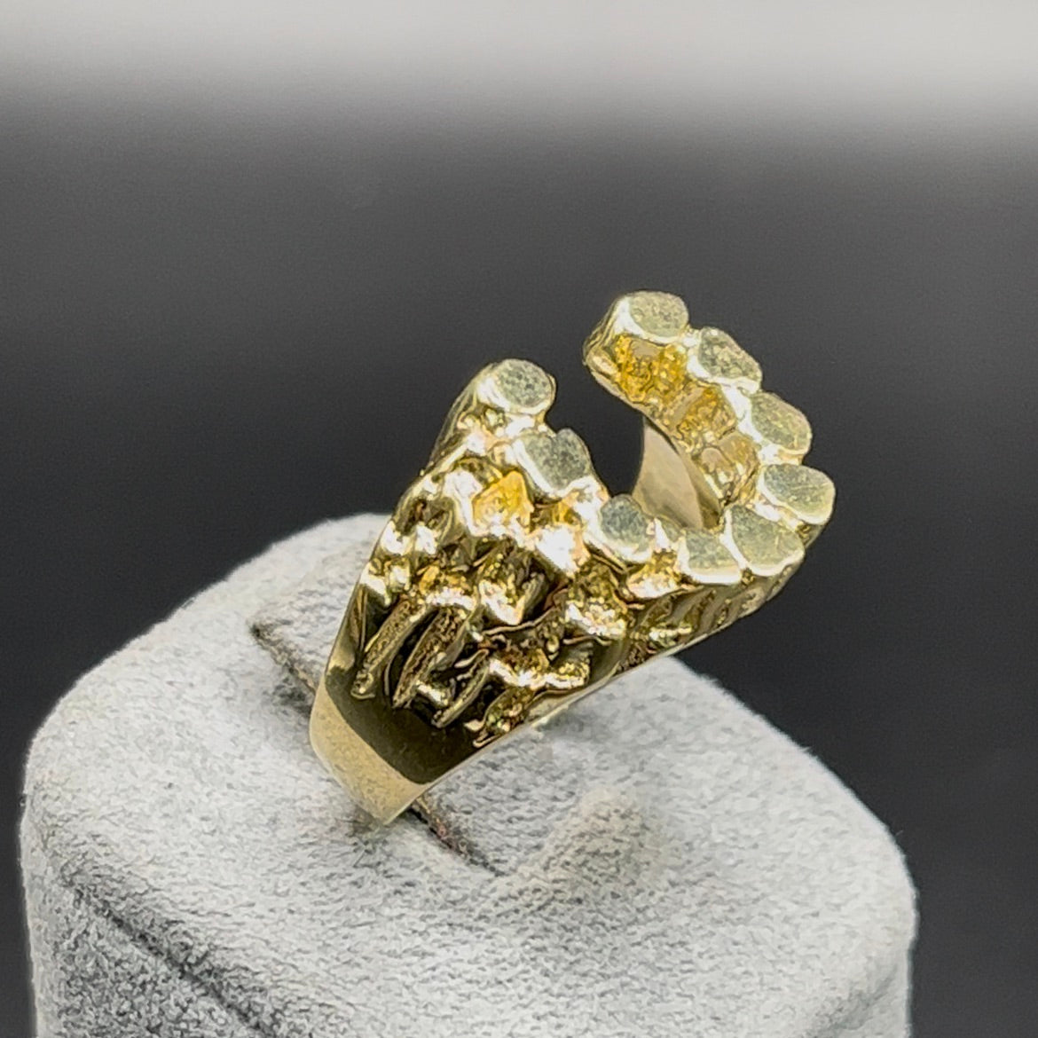 10K Gold Solid Horseshoe Nugget Ring