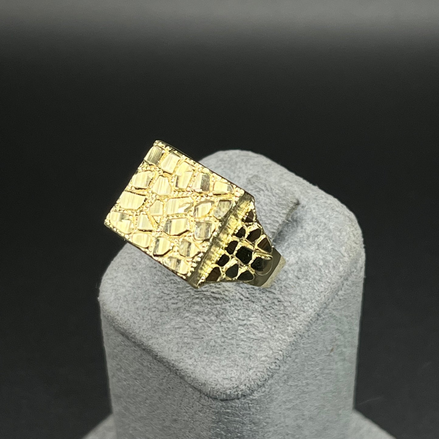 10K Gold Square Nugget Ring