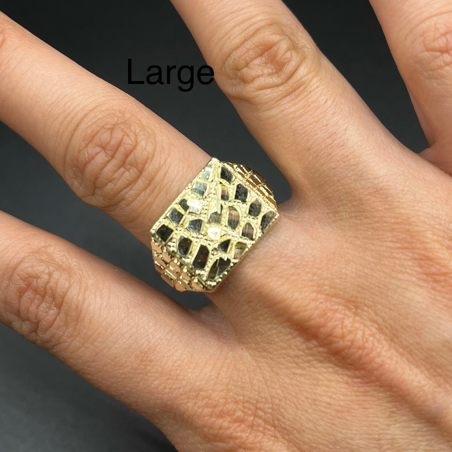 10K Gold Square Nugget Ring