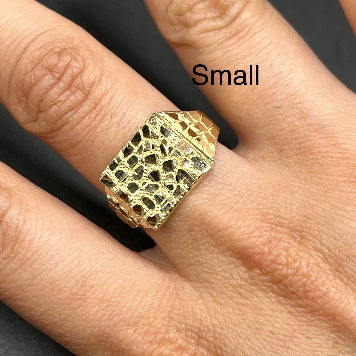 10K Gold Square Nugget Ring