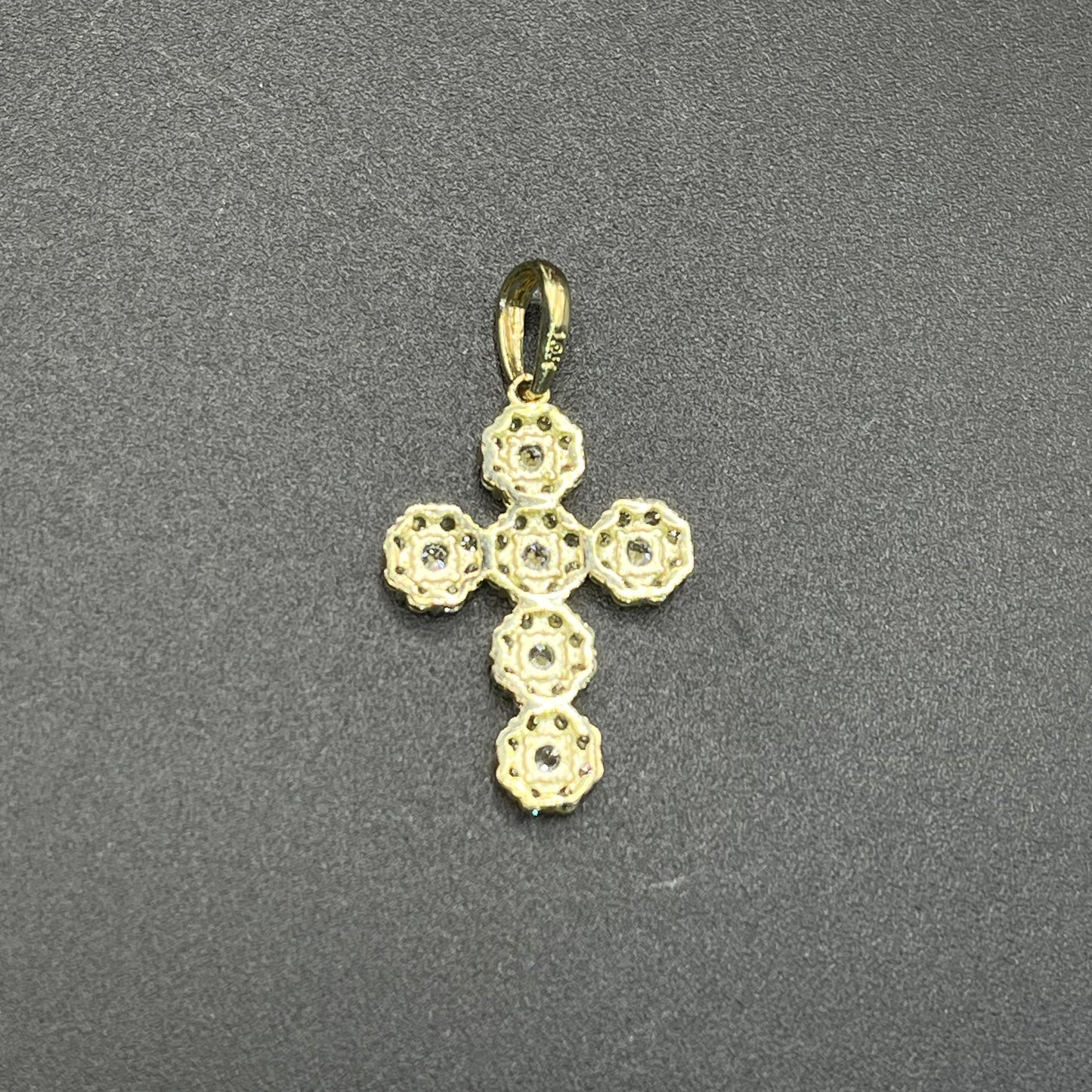 10k Gold White CZ Flower Cross (Small)