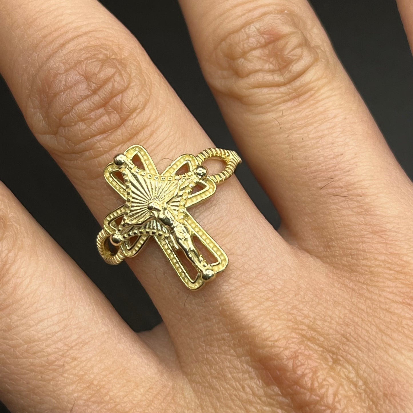 10K Gold Fancy Crucifix Ring