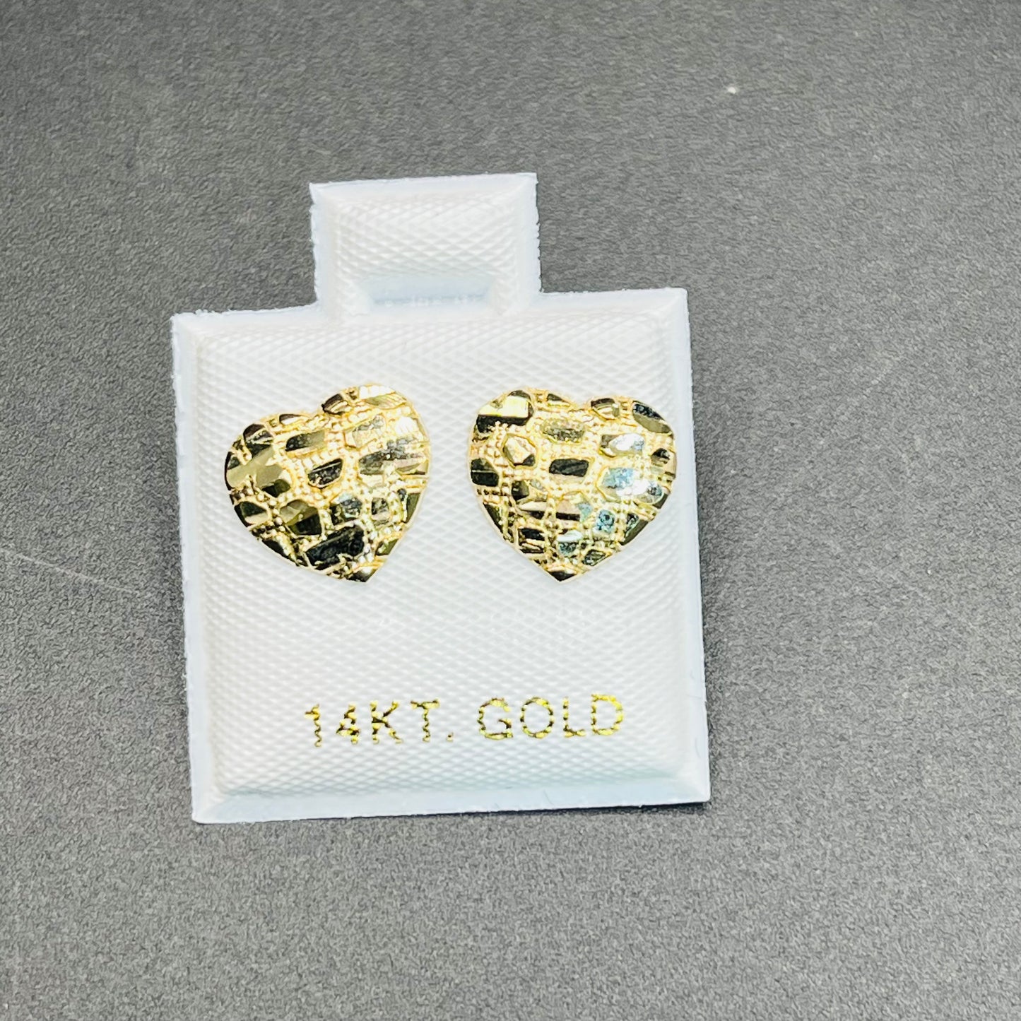 14K Gold Small Domed Heart Nugget Earrings (8mm)