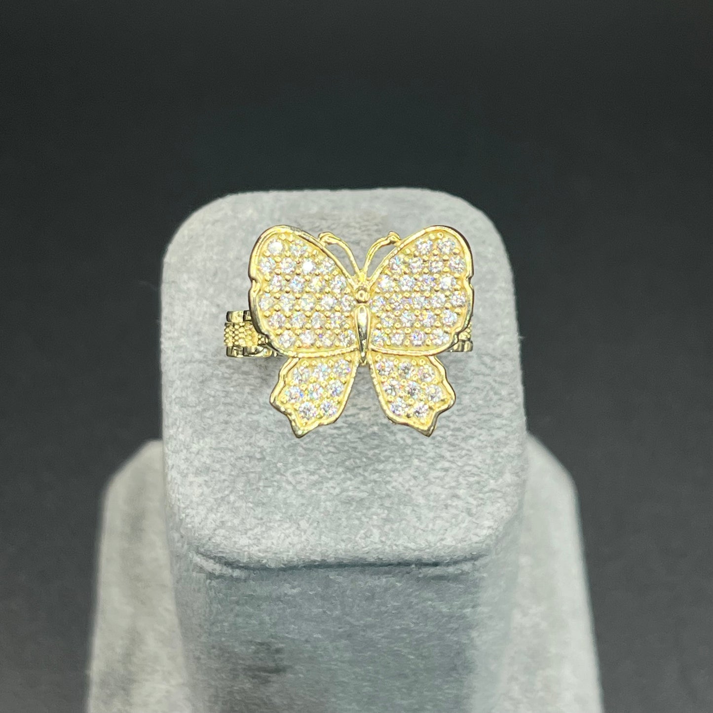 10K Gold All White CZ RX Butterfly Ring