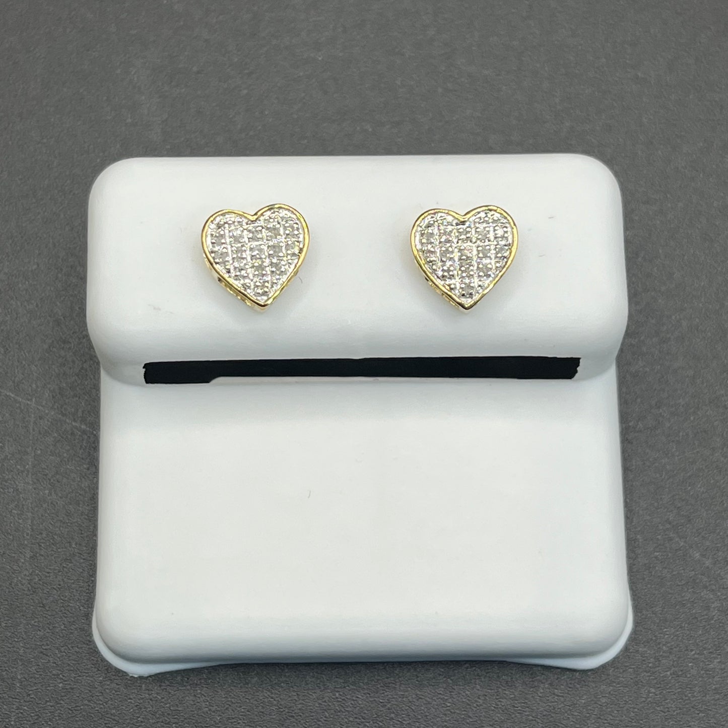 10K Gold Diamond Heart Earrings