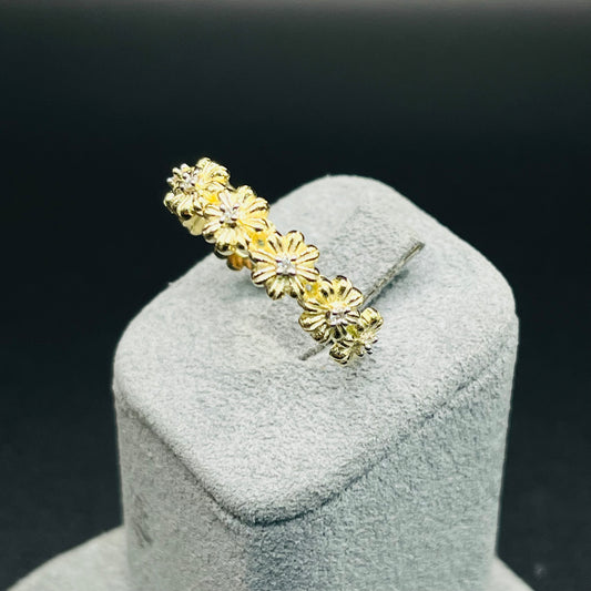 10K Gold Multi-Flower CZ Ring