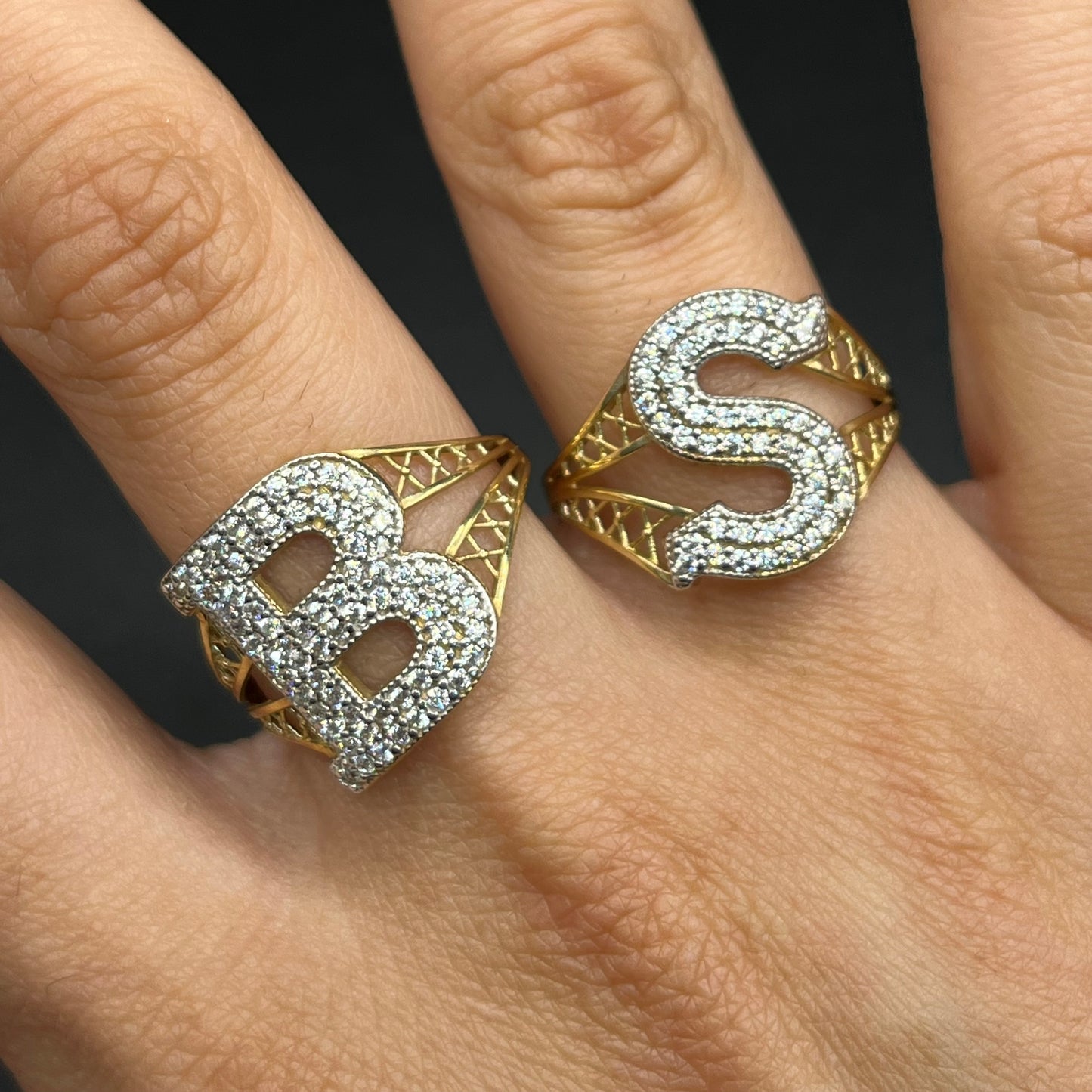 10K Gold Initial Bling Ring