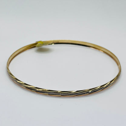 14K Gold Tri-Color Dazzle Bangle