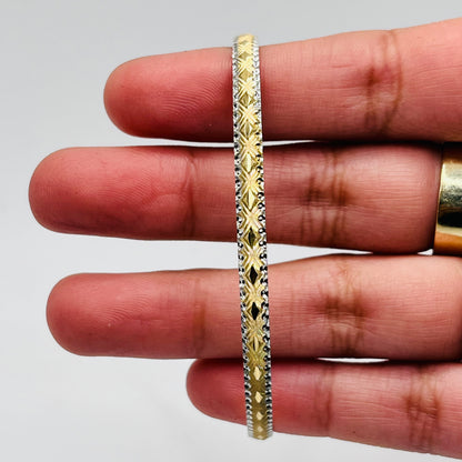 10K Gold Two Tone Shimmer Bangle