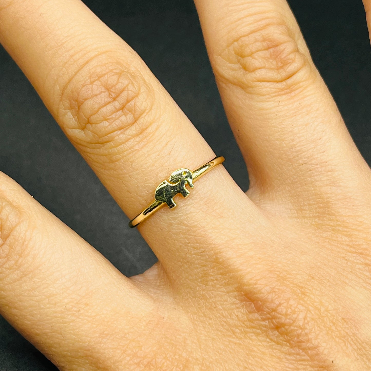 10K Gold Dainty Elephant Ring