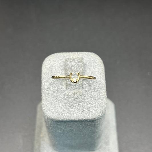 10K Gold Dainty CZ Horsehoe Ring