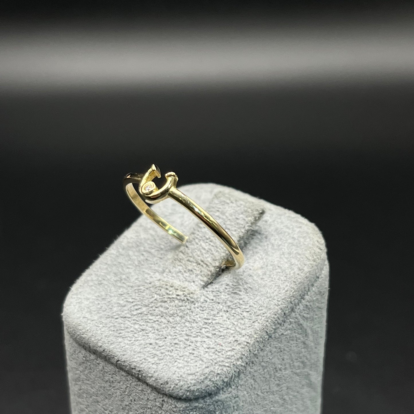 10K Gold Dainty CZ Horsehoe Ring