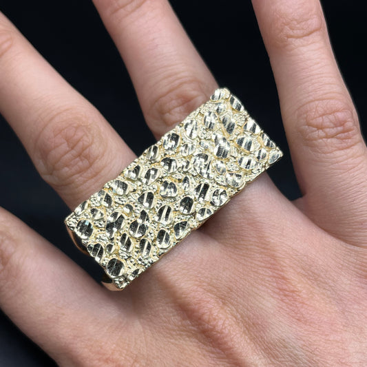 14K Gold Two-Finger Nugget Ring