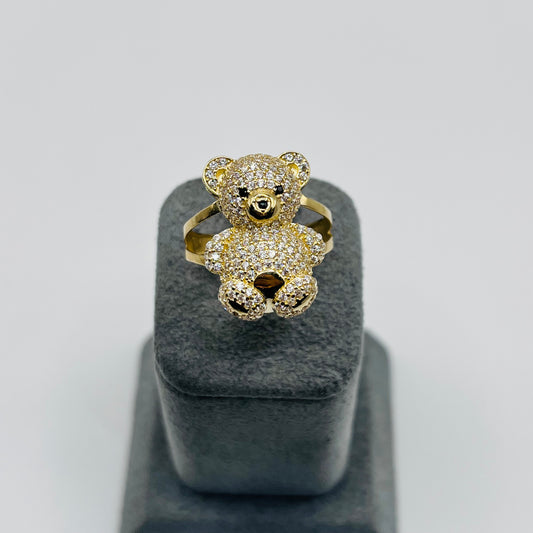 10K Gold Teddy Bear Ring with CZ