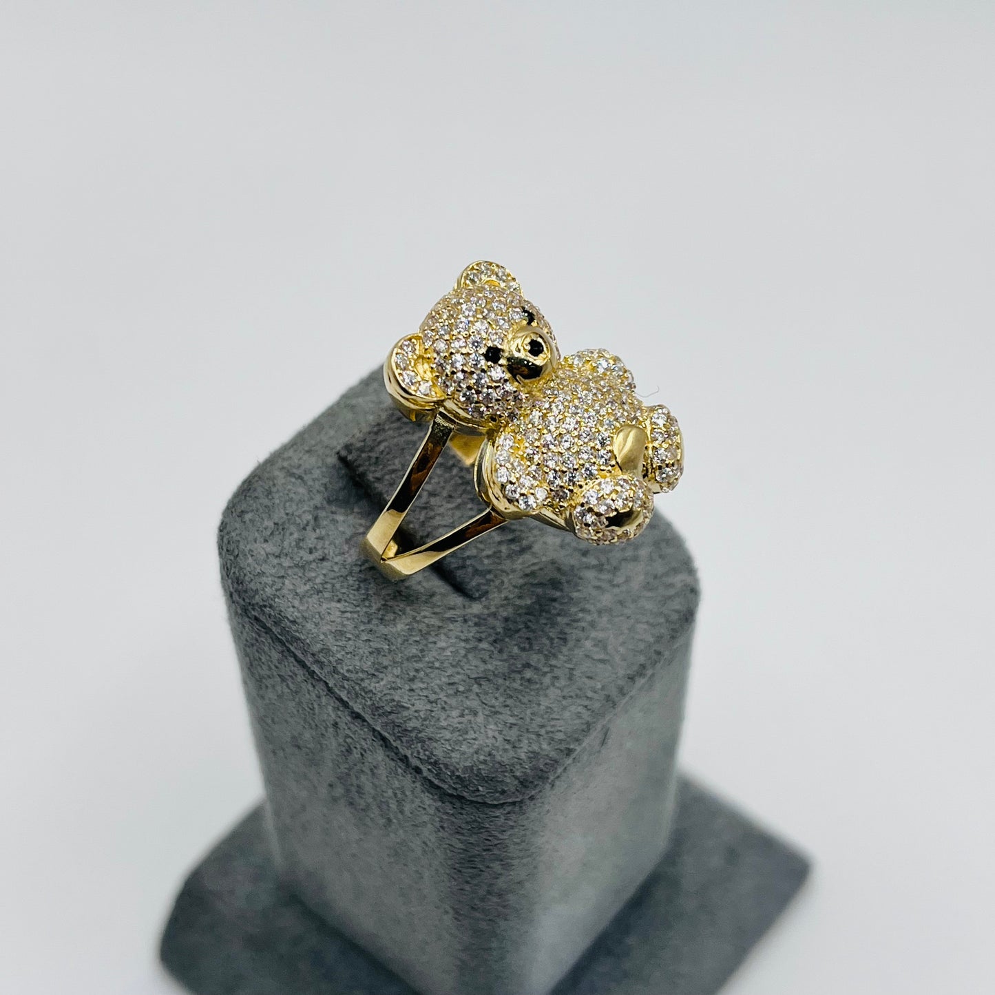 10K Gold Teddy Bear Ring with CZ