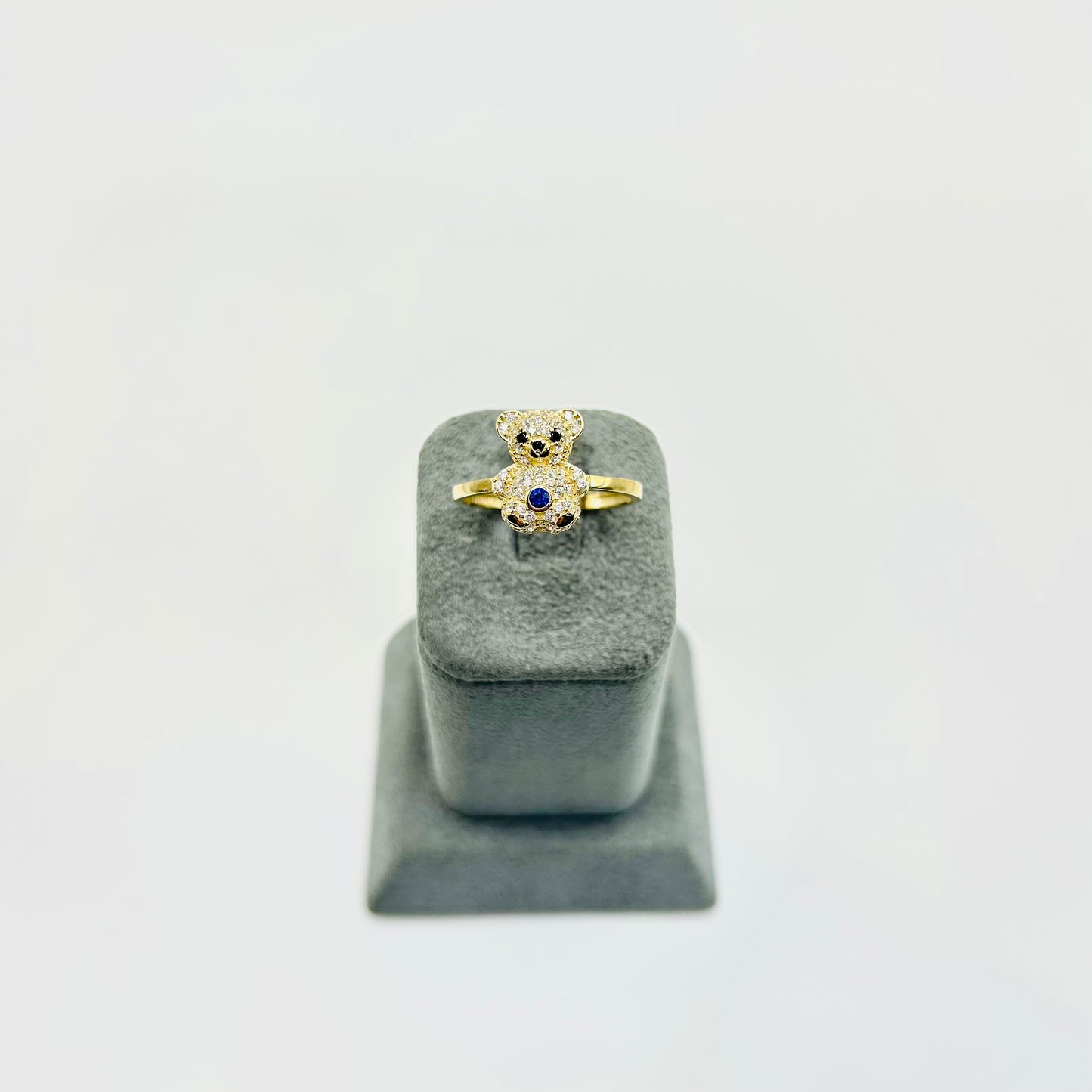 10K Gold CZ Teddy Bear Ring