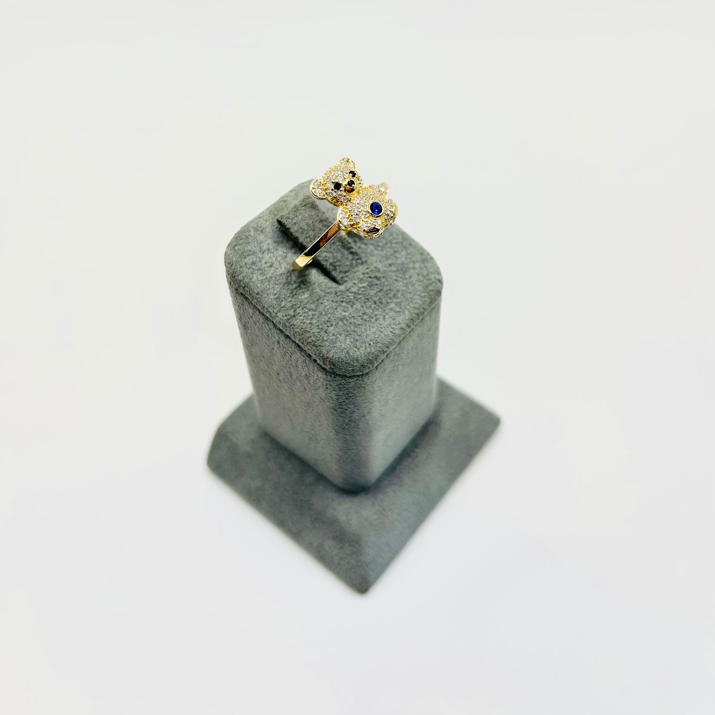 10K Gold CZ Teddy Bear Ring