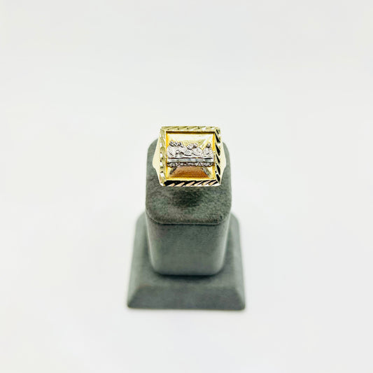 10K Gold Square  Men's Last Supper Ring