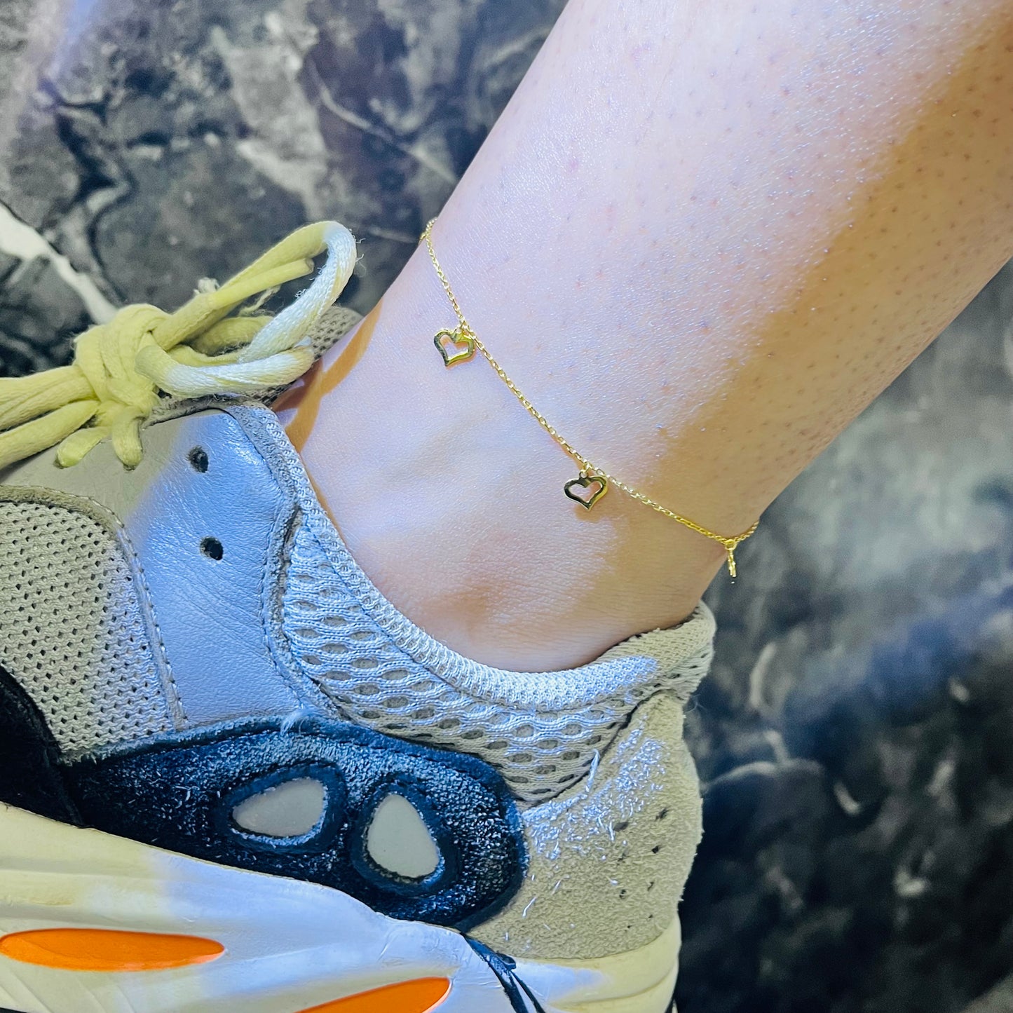 10K Gold Heart Charm Anklet