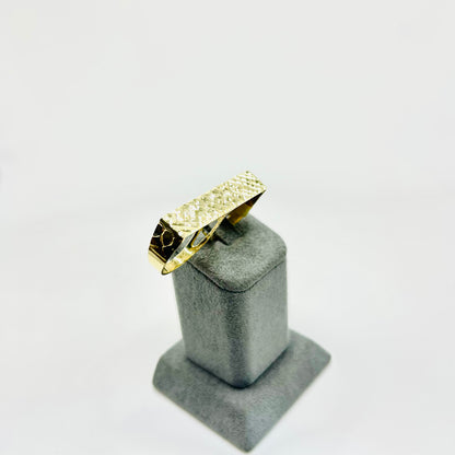 10K Gold Two Finger Diamond Cut Ring