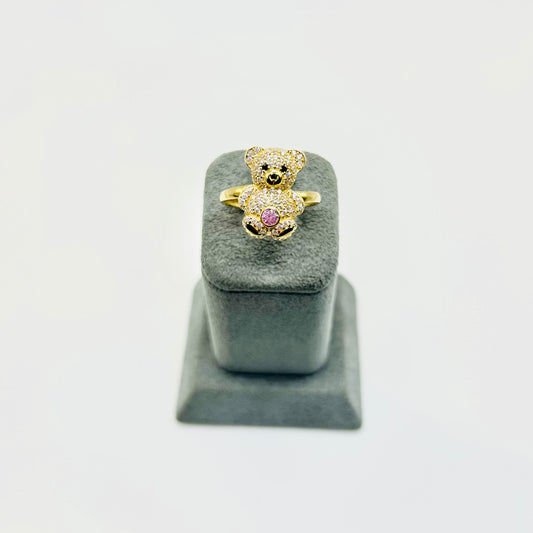 10K Gold CZ Teddy Bear RIng